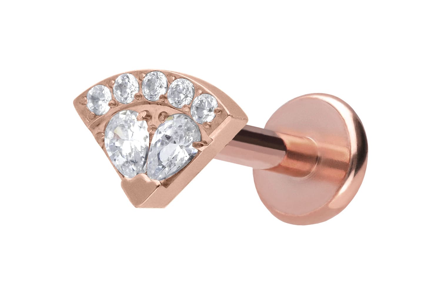Titan Labret Piercing mit Push Fit KRISTALLFÄCHER